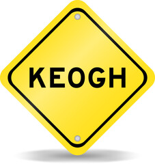 Yellow color transportation sign with word keogh on white background
