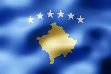 Kosovo - textile flag - 3d illustration