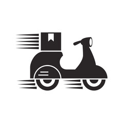 Riding a scooter delivery logo.  delivery logo vector template on white background