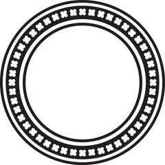 Vector black monochrome round ornament of ancient Greece. Classic pattern frame border Roman Empire..