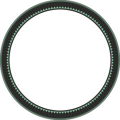 Vector green with black frame, border, Chinese ornament. Patterned circle, ring of the peoples of East Asia, Korea, Malaysia, Japan, Singapore, Thailand..