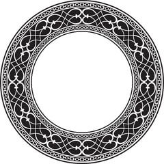 Vector monochrome black round classic renaissance ornament. Circle, ring european border, revival style frame..