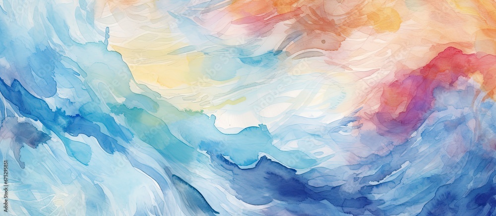 Poster the hand painted watercolor illustration on the white paper creates an abstract background with an i
