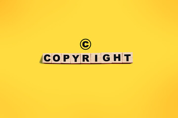 Copyright, word text written on wooden block, business terms