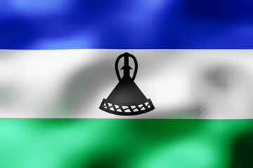 Lesotho - textile flag - 3d illustration