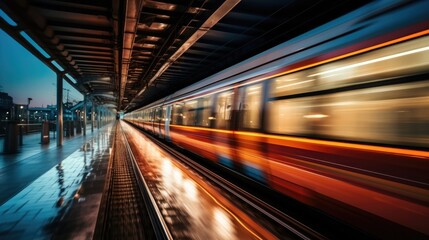 Fototapeta na wymiar Train subway speed motion in the night.