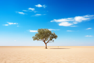 Fototapeta na wymiar Photo of green alone tree at desert