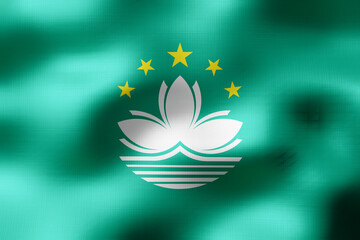 Macau - textile flag - 3d illustration