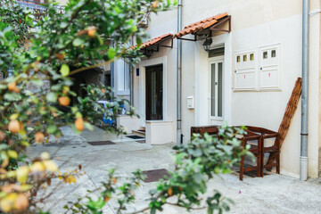 Croatian courtyard in front of the entrance to the vacation apartments