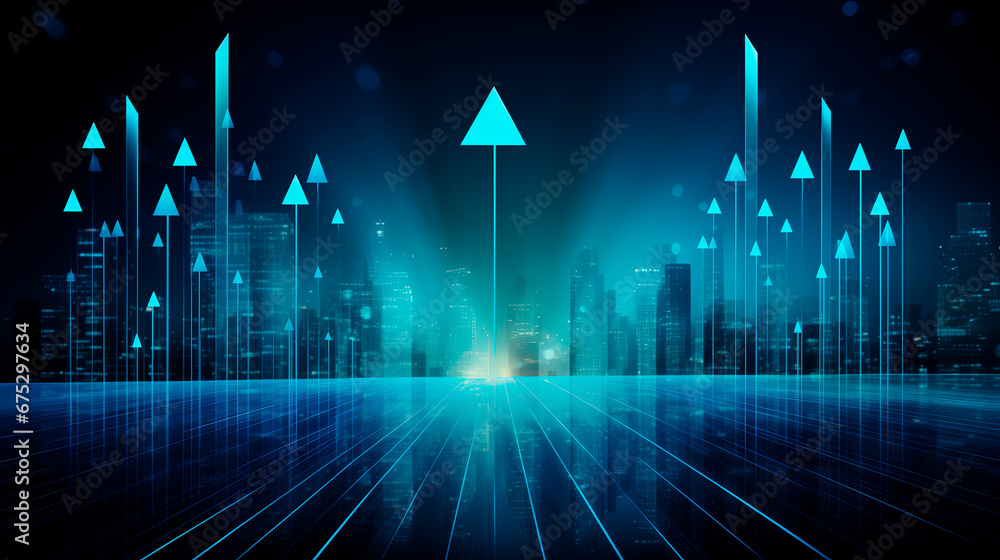 Wall mural abstract background in blue color for creating business presentations. stylized arrows showing growt