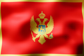 Montenegro - textile flag - 3d illustration