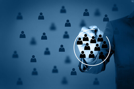 Businessman choosing targeted people, market segmentation digital e-commerce marketing