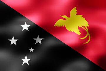 Papua New Guinea - textile flag - 3d illustration