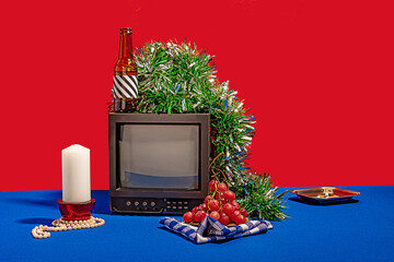 Vintage TV with eclectic objects