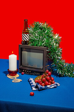 Vintage TV with eclectic objects
