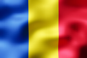 Romania - textile flag - 3d illustration