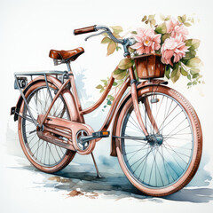 Fototapeta na wymiar watercolor Bicycle clipart, Generative Ai