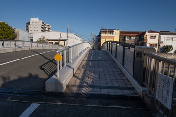 大阪、都市、風景、川、橋、秋	