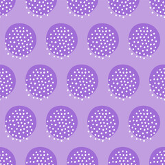 Purple seamless pattern with circles and dots