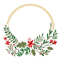 Decorative wreath frame , Christmas wreath floral frame , New year wreath frame , Thanksgiving Frame , Celebration Frame , Christmas frame , gift floral wreath design , vector illustration 