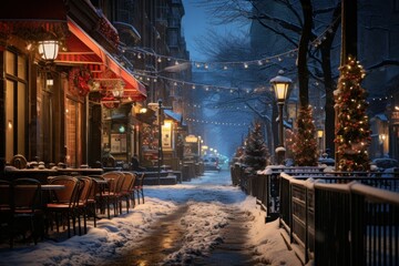 Fototapeta na wymiar Urban Winter Scenes - Generative AI