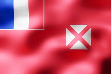 Wallis and Futuna - textile flag - 3d illustration - obrazy, fototapety, plakaty