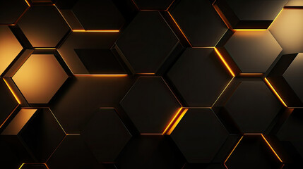 Luxury hexagonal abstract black and gold metal background