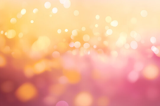 Yellow, pink and golden background with light bokeh. AI generated.
