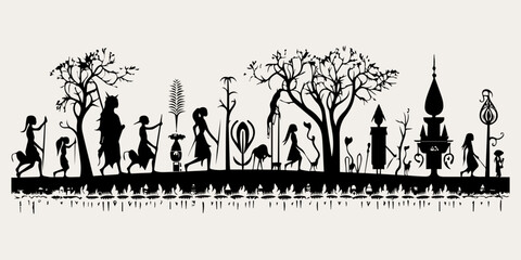 Obraz premium ethnic traditional tribal illustration black and white