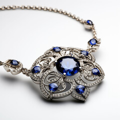 Necklace with sapphires in a frame of diamonds Textile