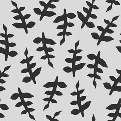 Vector Seamless Pattern.Abstract twigs, leaves, cut from paper.In the style of Matisse. Modern Background in Minimalistic Trendy Style. Geometric Abstract Texture .Print for textiles.Scandinavian 