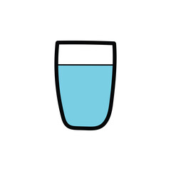 Hand-drawn cartoon doodle glass water icon on a white background.