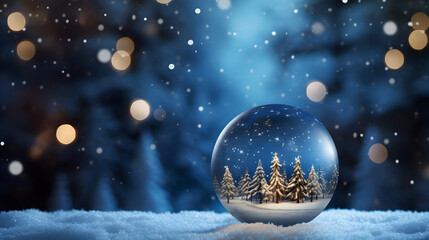 Fototapeta na wymiar Glass ball with New Year background for decoration