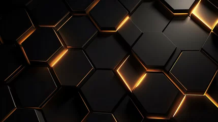 Fotobehang Luxury hexagonal abstract black and gold metal background © Farnaces
