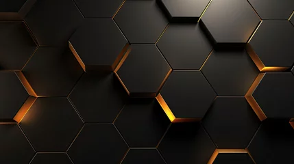 Fotobehang Luxury hexagonal abstract black and gold metal background © Farnaces
