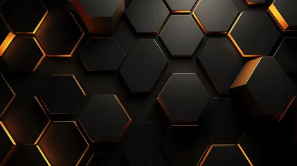 Tapeten Luxury hexagonal abstract black and gold metal background © Farnaces