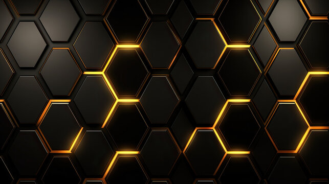 Luxury hexagonal abstract black and gold metal background © Farnaces