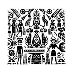 Fototapeta na wymiar ethnic traditional tribal illustration black and white