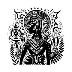 ethnic traditional tribal illustration black and white