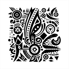 ethnic traditional tribal illustration black and white