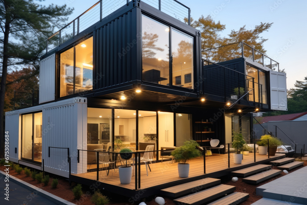 Poster design of building shipping container homes.