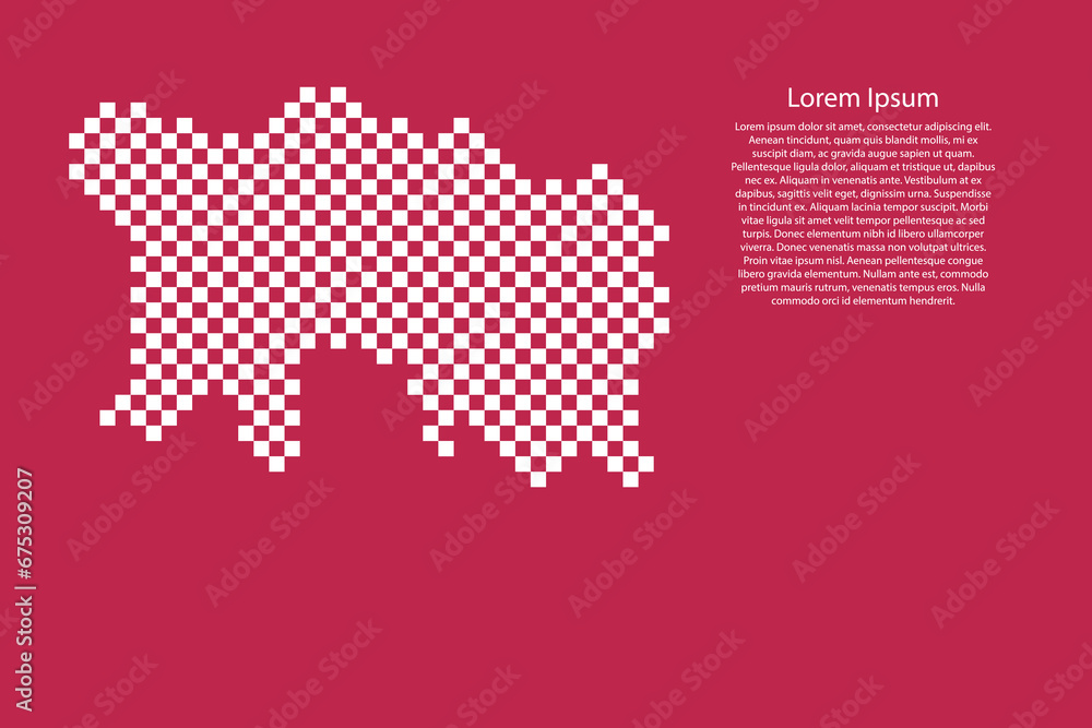 Aufkleber jersey map country from checkered white square grid pattern on red viva magenta background