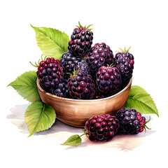 Boysenberry, Fruits, Watercolor illustrations
