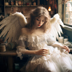 白い美しい天使