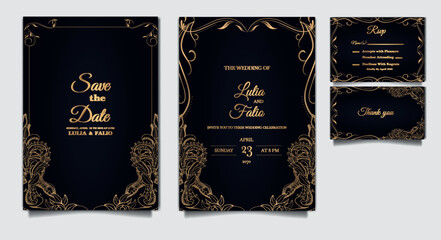 luxury vintage wedding invitation set