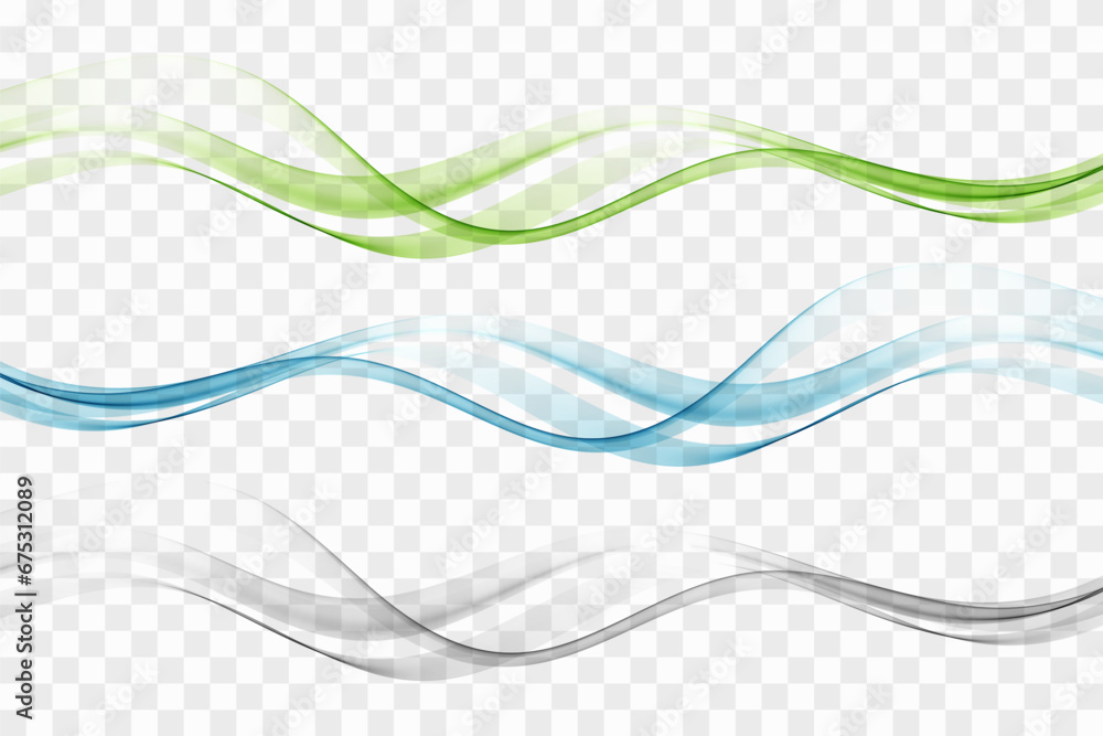 Aufkleber wave abstract transparent design element. wave separator set.