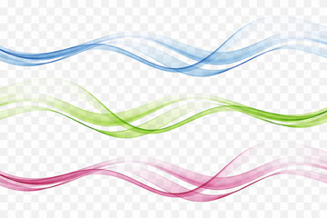 Wave abstract transparent design element. Wave separator set.