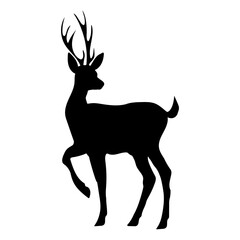 Silhouette of a deer with beautiful antlers on a white background, vector illustration