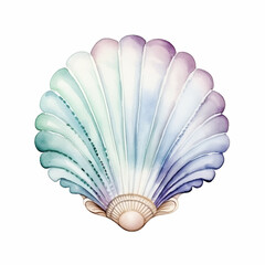 Birthday Party Invitation Set: Mermaid and Under Water Sea Theme - Sea Shell Isolated on White Background. - SCANDI - Watercolour Collection { No4 }