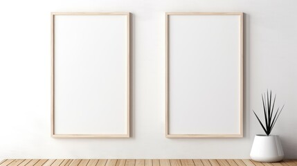 3D rendering of the empty gallery borders hang on a wall. The empty borders are simple and uncluttered.